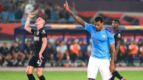 FRONT FOOT: Lukas Nmecha celebrates after his excellent penalty strike