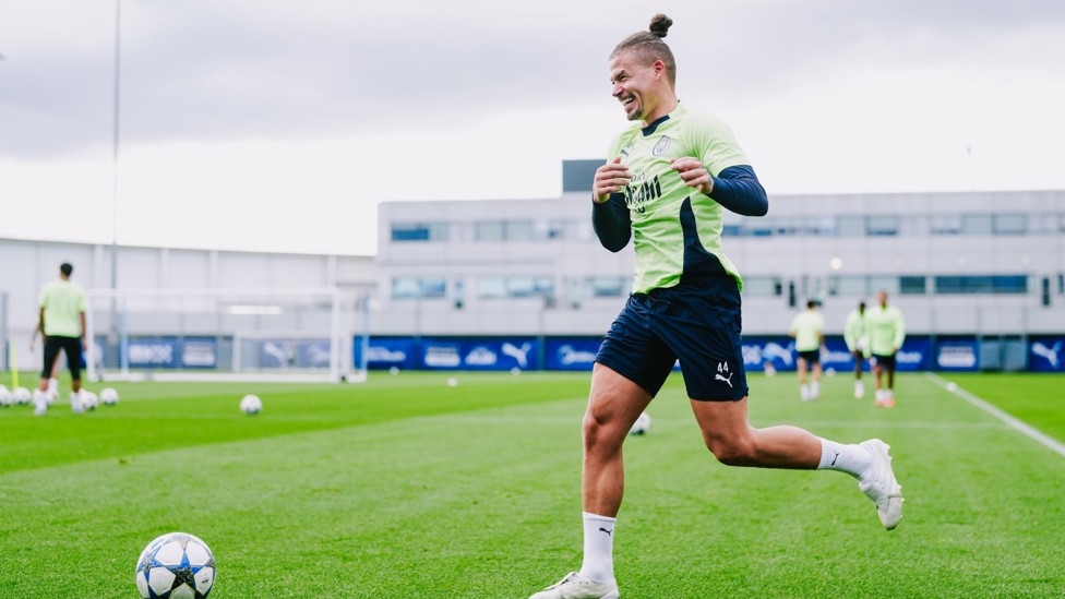 ON THE BALL  : Kalvin Phillips puts in the work.