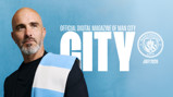 A man wearing a Manchester City scarf is featured on the cover of the official digital magazine of Manchester City for July 2026. The Man City logo is displayed on the right.