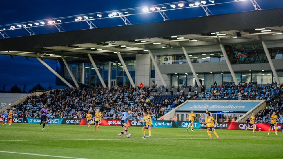 QUICK FEET : Iman Beney skips away from her marker