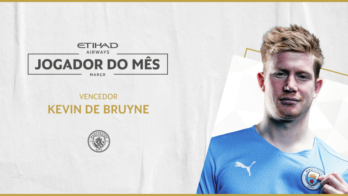 De Bruyne eleito Jogador Etihad do Mês