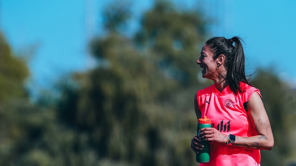 REFRESHMENT : Leila Ouahabi grabs a drink