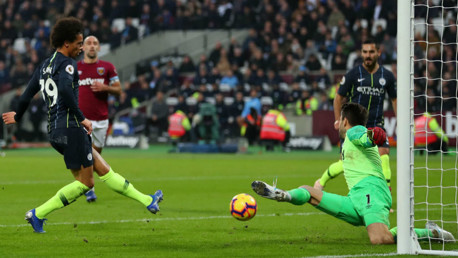 THREE CHEERS: Leroy Sane makes it 3-0 for City