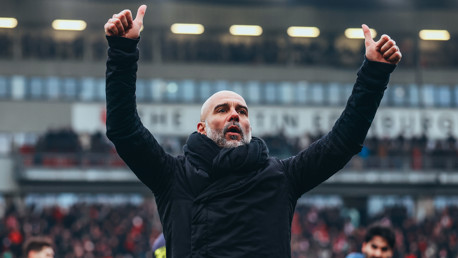 THE BOSS: Applauds the travelling fans.