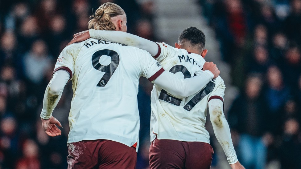 BROTHERS IN ARMS : Erling Haaland gives Matheus Nunes a helping hand as we search for the opener.