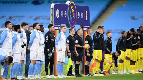 SQUAD GOALS: The players arrive on the pitch as kick-off beckons.