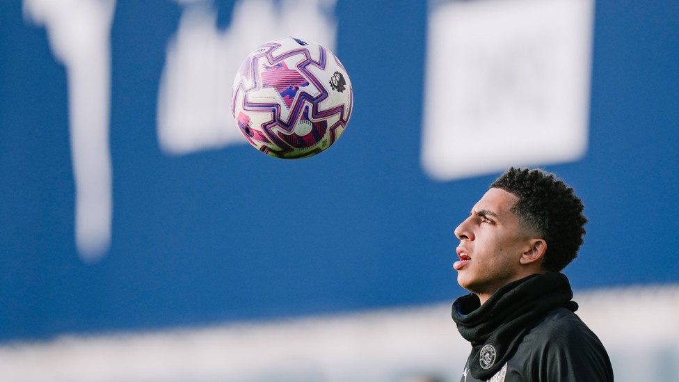 EYES ON THE BALL : Rico Lewis keeps close watch