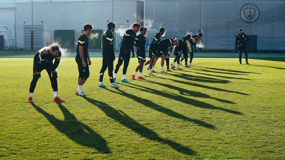 ON YOUR MARKS : The players prepare for the next drill