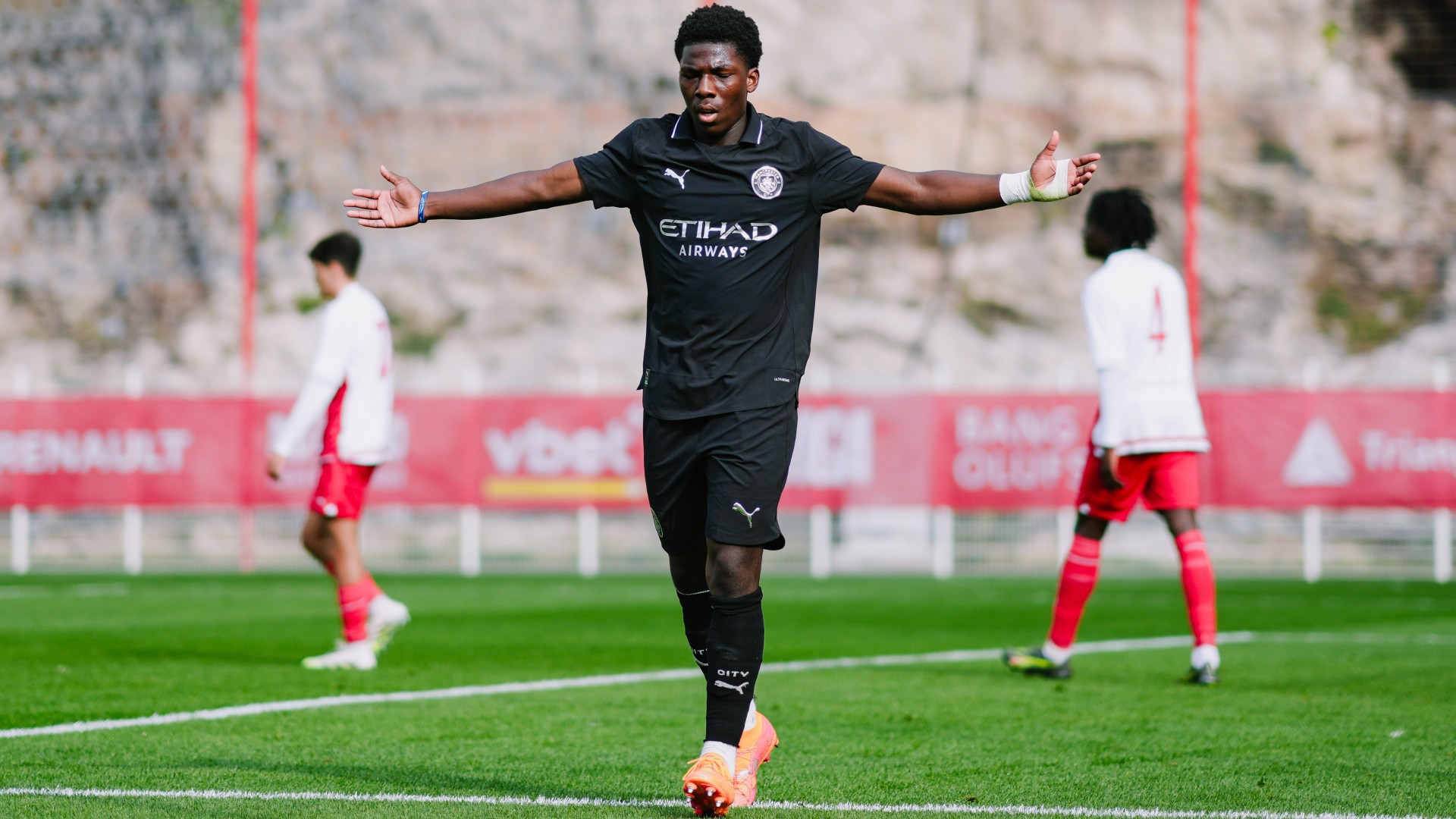 MAGIC MAN : Ryan McAidoo celebrates his goal.