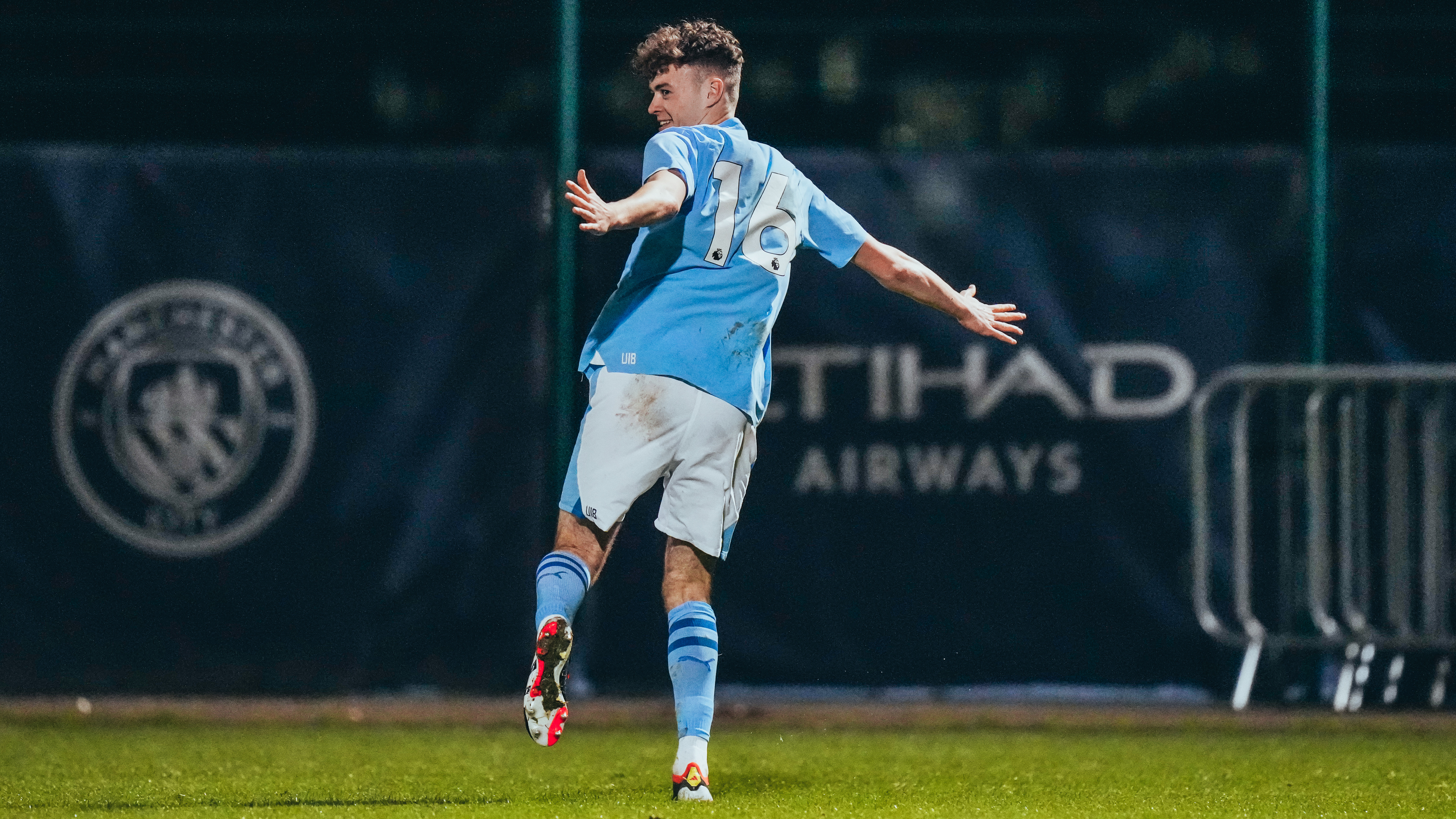 PARTY TIME : Matty Warhurst celebrates scoring City's fourth.