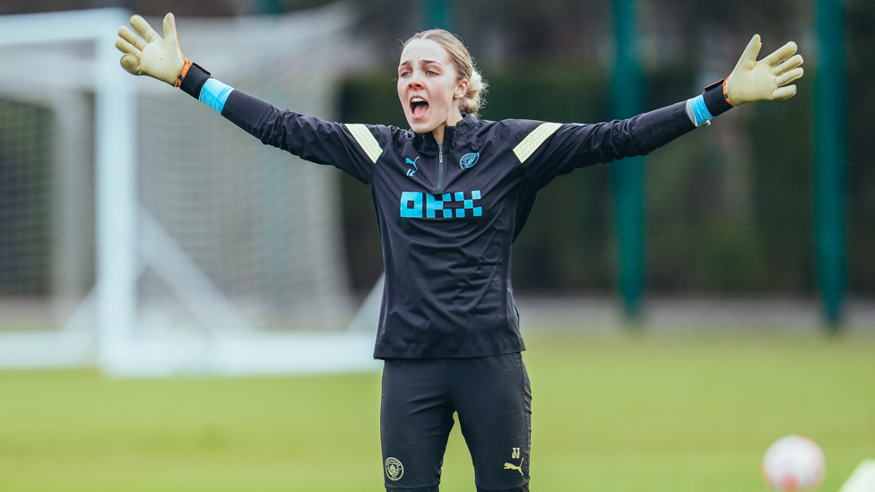 SAFE HANDS : Ellie Roebuck dishes out some instructions