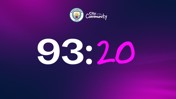 Image of the number '93:20' against a purple gradient background with Manchester City and City in the Community logos.