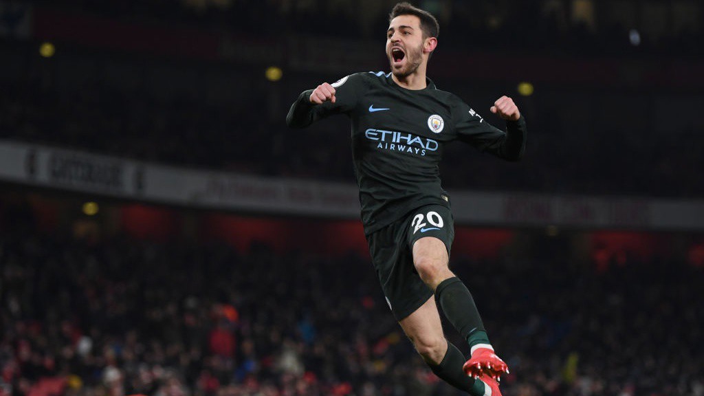 THE LAST TIME... Bernardo celebrates against Arsenal