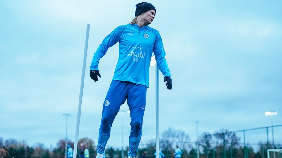 ENERGETIC ERLING : Erling Haaland put through his paces at the CFA