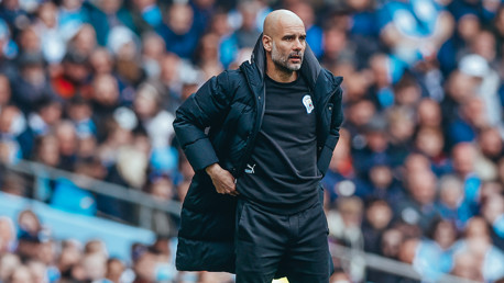 MAIN MAN: Pep watches on.