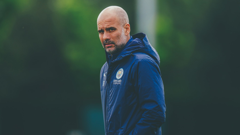 THE BOSS: Pep Guardiola keeps a watchful eye over proceedings