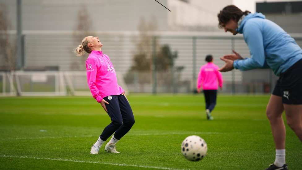 ALEX GREENWOOD: One of the backroom staff has given the skipper the giggles!