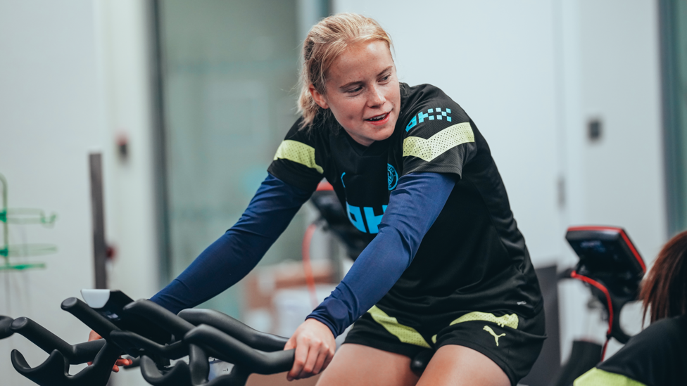 PEDAL POWER: Julie Blakstad hard at work in the City gym