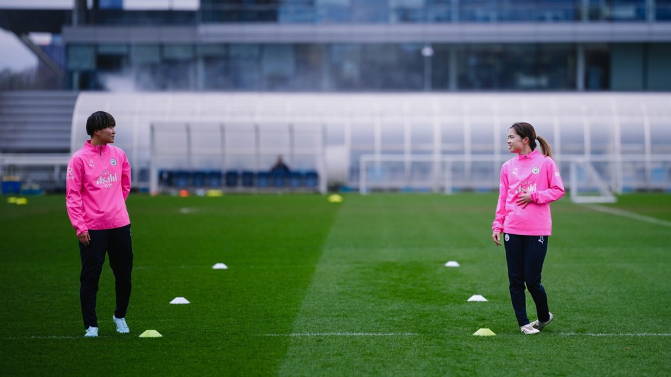 JAPANESE DUO: Yui Hasegawa and Aoba Fujino in training today