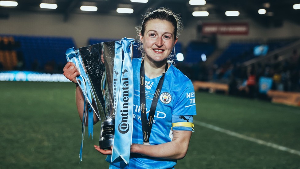 MEMORABLE MOMENT : White poses with the Conti Cup trophy