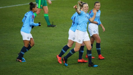 CITY SMILES: Pauline Bremer celebrates City's third!