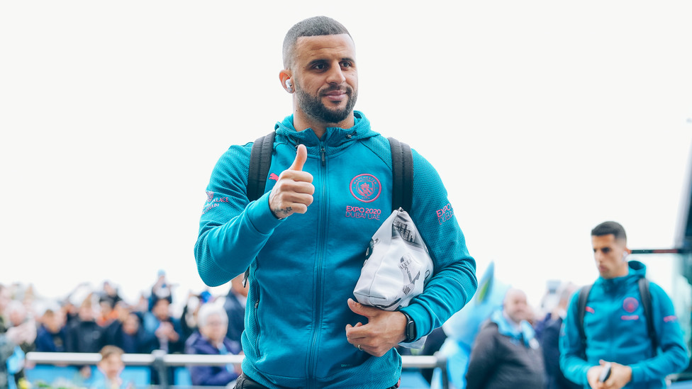 WALK ON : Walker arrives at the Etihad.