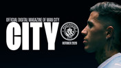 Cover of the official digital magazine for Manchester City, featuring a side profile of a person with tattoos and earrings. Text includes 'CITY' and 'October 2026' alongside the Manchester City club logo.