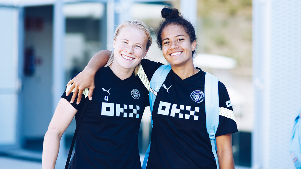 STRIKE A POSE : Julie Blakstad and Mary Fowler stop for a photo