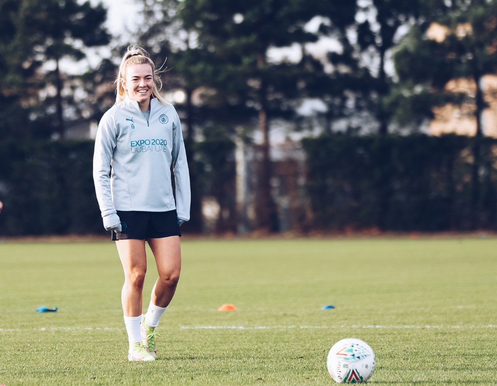 WING WIZARD : Lauren Hemp looks pleased to be back out on the pitch!