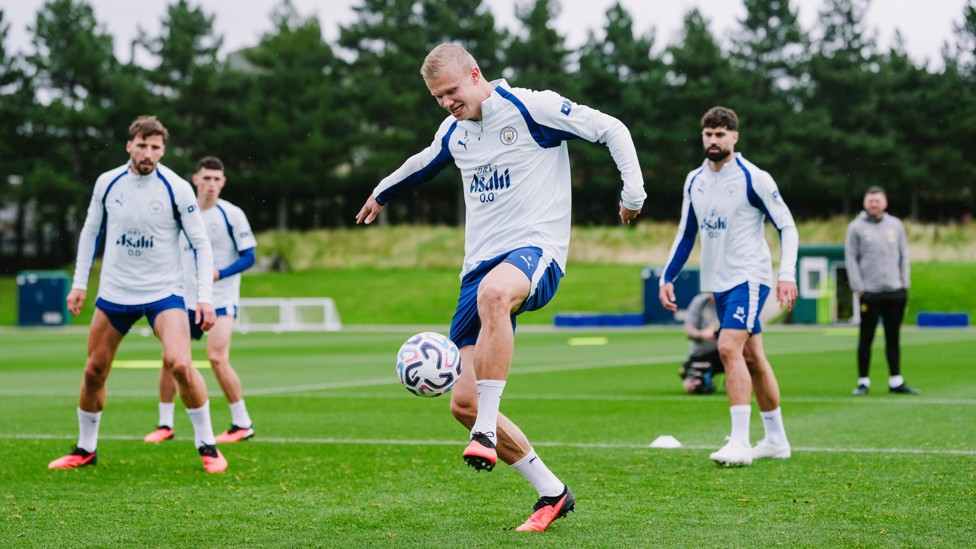 ON THE UP : Erling Haaland shows off his skills