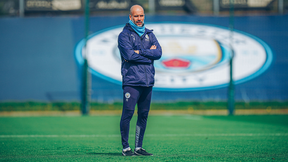 THE BOSS : Pep Guardiola watches on