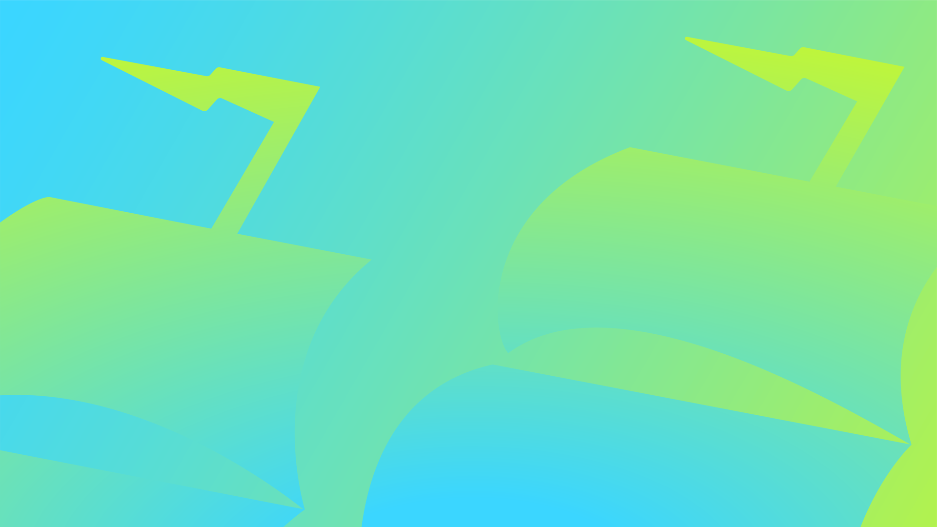 Abstract image featuring a gradient background transitioning from blue to green with overlaid geometric shapes and a logo resembling a stylized letter.