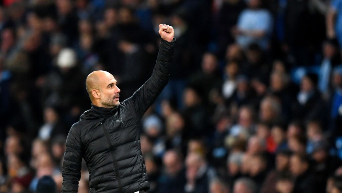 DELIGHT: Pep Guardiola acknowledges the crowd after City's 2-1 win over Southampton.
