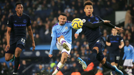 BREAKTHROUGH: Jesus curls into the top corner early in the second half.