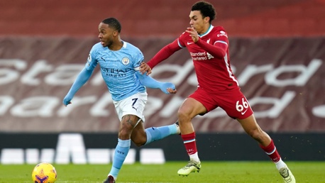 ON THE FRONT FOOT: Captain Sterling gets City forward early on.