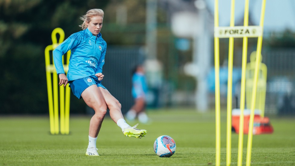 BRILLIANT BLAKSTAD Blakstad puts in the work at the City Football Academy.  