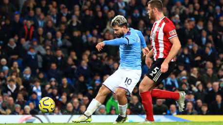 POWER SERGE: Our Argentine striker smashes in the game's opener