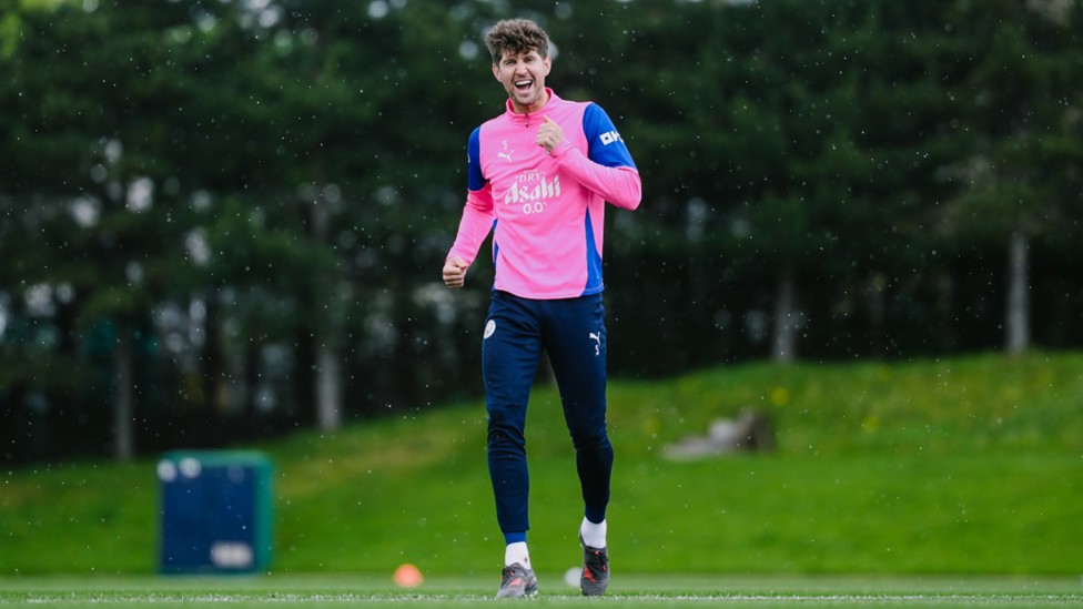 SMILES BETTER: John Stones' expression summed up the mood in camp!