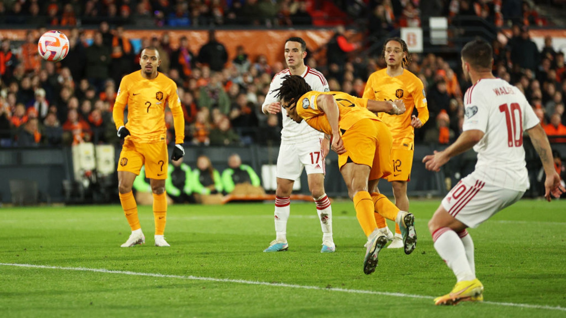 HEAD BOY: Nathan Ake powers home his first goal of the night.