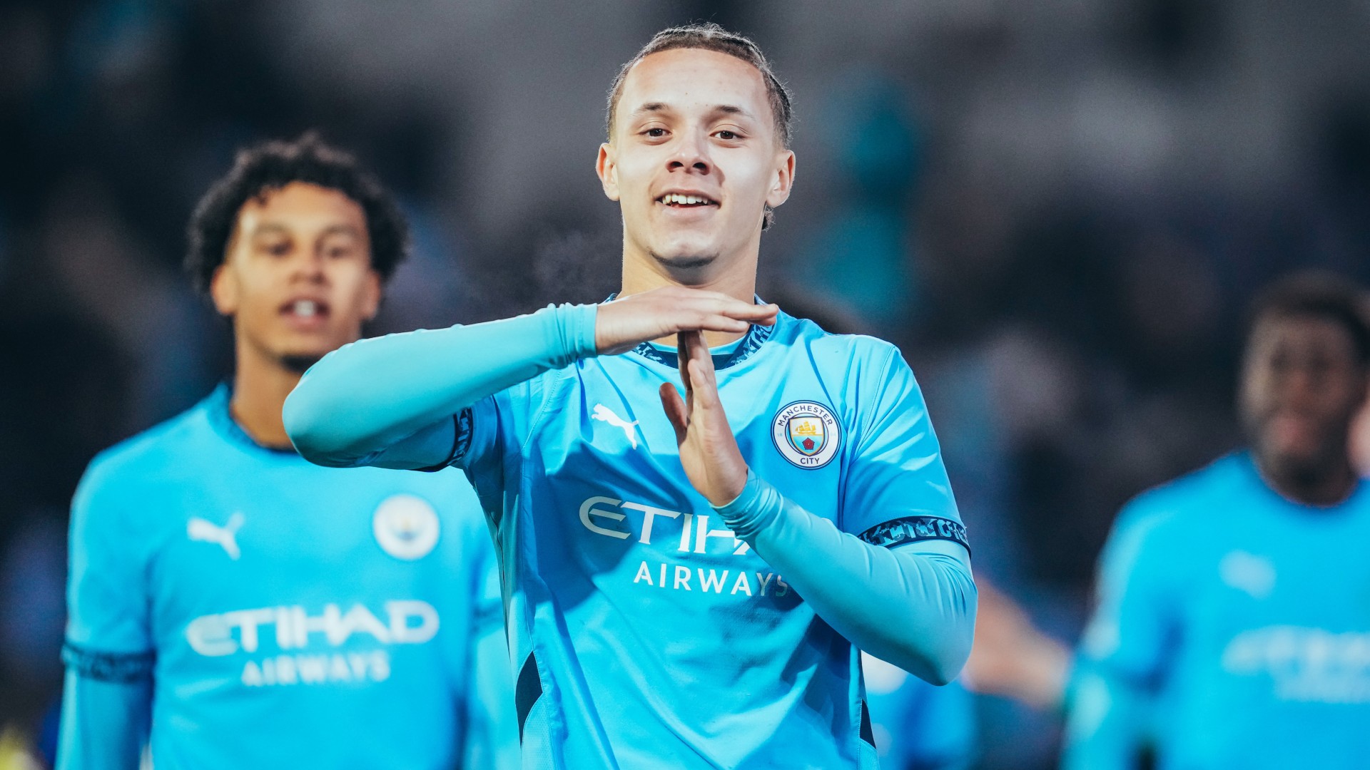 DOUBLE DELIGHT: Matty Henderson-Hall is all smiles after his goal.