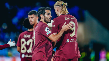 PAT ON THE BACK: Gundogan congratulates Haaland.