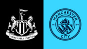 The image displays the logos of Newcastle United and Manchester City side by side.
