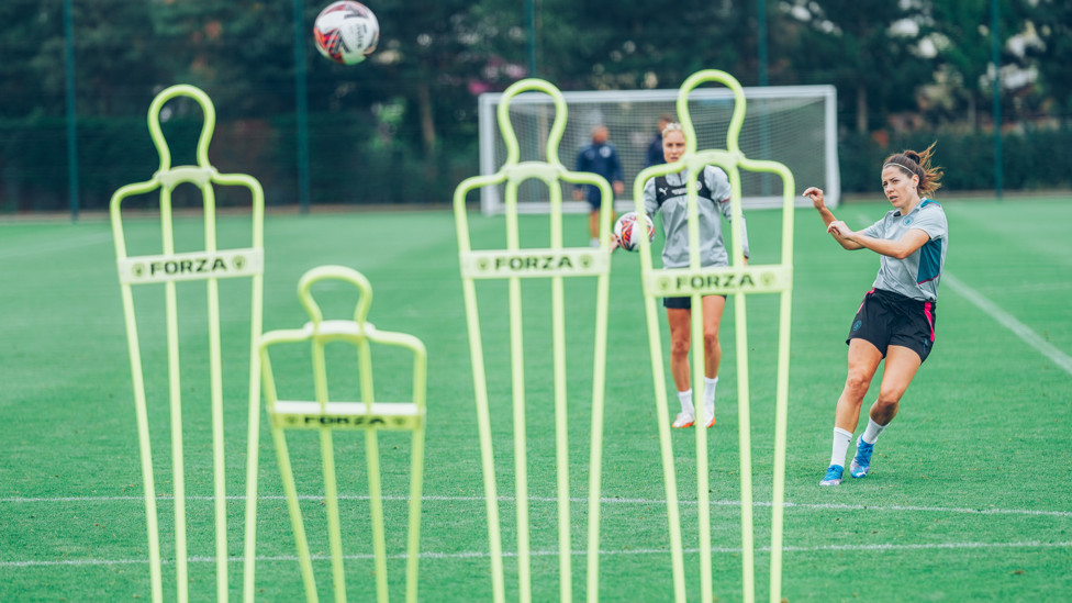 Vicky Losada - under the watchful eye of skipper Steph Houghton