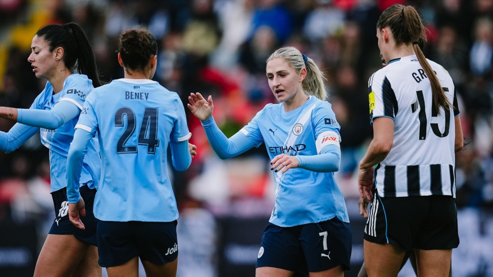 DYNAMIC DUO: Iman Beney and Laura Coombs celebrate after finding the equaliser