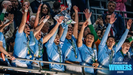 Watch: City lift the 2026 Carabao Cup trophy!