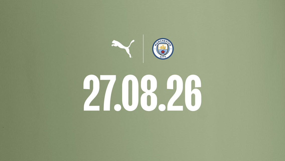 Manchester City and Puma logos above the date '27.08.26' on a green background.