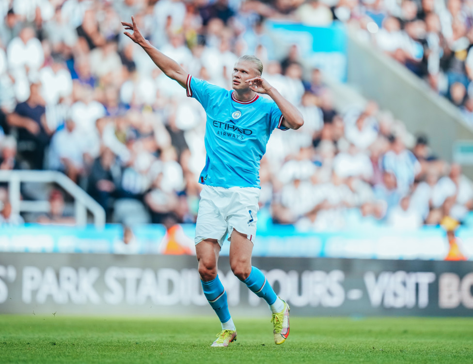 Haaland comemora contra o Newcastle!