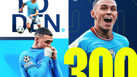 Foden completa 300 jogos pelo City