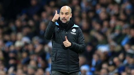 THUMBS UP: Pep Guardiola hailed the City fans after the 3-1 win over Leicester.