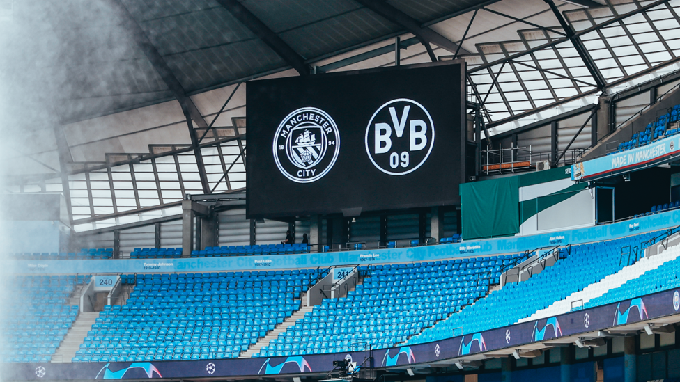 HOME : Back at the Etihad to welcome Borussia Dortmund in the Champions League.